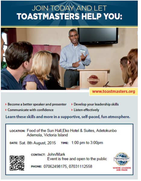 Seaside Toastmasters Flier 8th August 2015