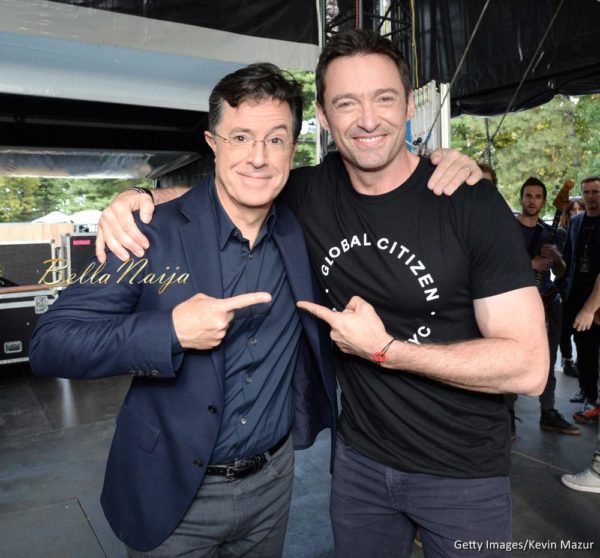 Stephen Colbert and Hugh Jackman