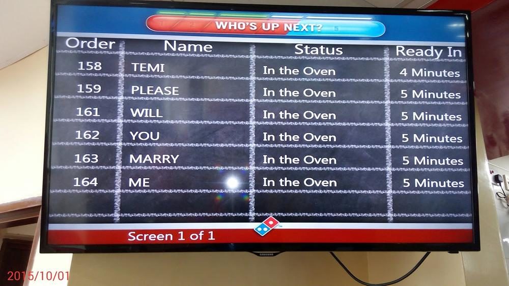 A Domino's Pizza Proposal from Customer & Employee in Ibadan, to