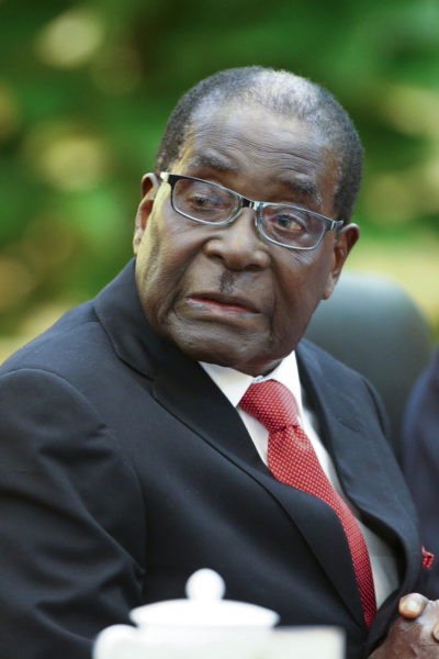 BEIJING, CHINA - AUGUST 26: Zimbabwean President Robert Mugabe and Chinese Premier Li Keqiang (not pictured) during their meeting at the Great Hall of the People (GHOP) on August 26, 2014 in Beijing, China. Mugabe is on a five-day state visit to China. (Photo by Diego Azubel-Pool/Getty Images)