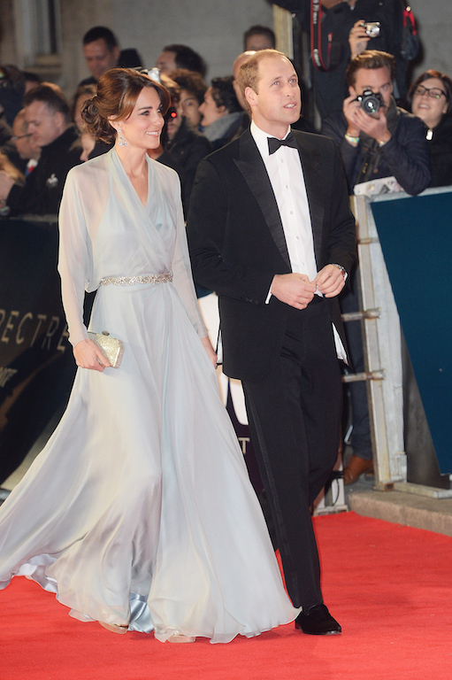 Prince William, Duke of Cambridge (R) and Catherine, Duchess of Cambridge attend the Royal World Premiere of 'Spectre' at Royal Albert Hall