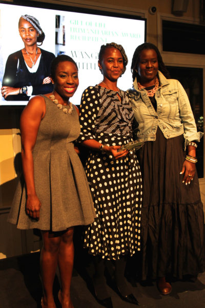 L-R, Nana Eyeson-Akiwowo, Honoree Wangechi Mutu, Presenter Somi