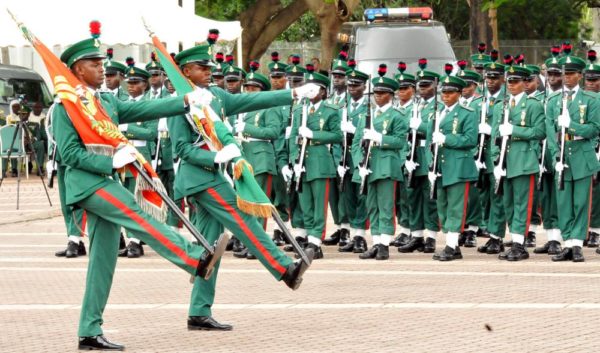 PIC. 5. SOLDIERS MATCHING DURING THE PRESIDENTIAL CHANGE OF GUARDS TO MARK NIGERIAS 55TH INDEPENDENCE DAY CELEBRATION IN ABUJA ON THURSDAY (1/10/15). 6897/1/10/2015/ISE/ BJO/NAN