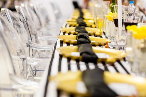 Black White Gold Table Setting Nigerian Wedding