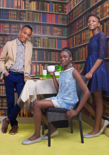 Tan Blazer, Vintage Dress Shirt and Blue Straight Pants, Blue Sequin Collar Dress and Blue Lace Dress with a Bow