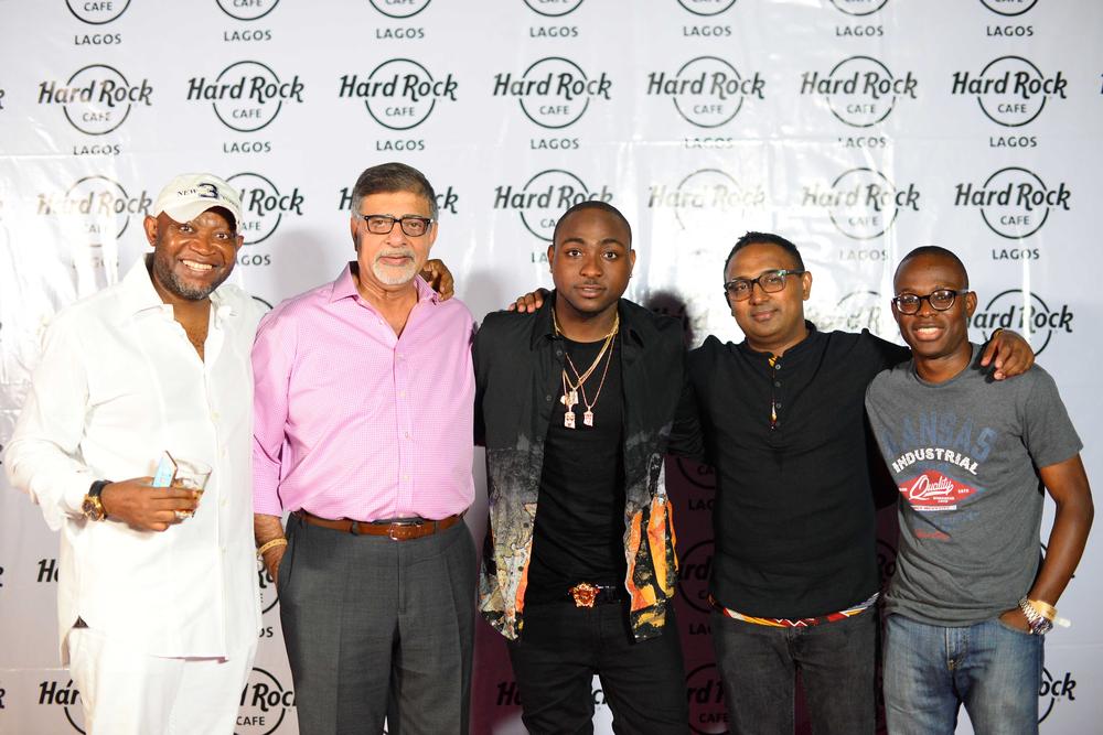 Hard Rock Cafe Lagos Launch BellaNaija Paul, Sunil Sawhney - MD 7UP Bottling Co, Davido, Norden Thurstonn - Head of Marketing, 7UP Bottling Co., Segun Ogunleye - nBrand Manager, 7UP