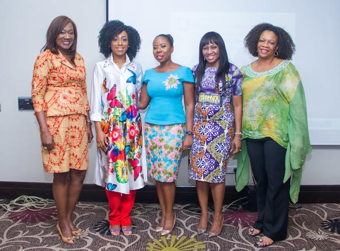 L to R Speakers at LagosMums event, Nimi Akinkugbe (CEO, BestMan Games/Money Matters), Dakore Akande (Actor, MumsWorld Ambassador), Yetty Williams​, (Founder, LagosMums), Tomi Aluko (Moderator), Bolaji Osime (Founder, Global International College)