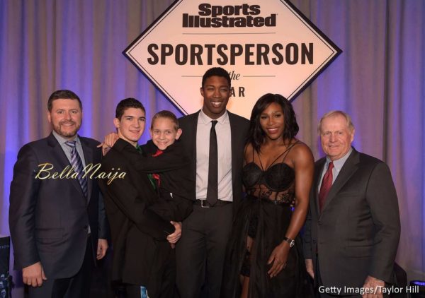 Publisher of Sports Illustrated Brendan Ripp, Award winners SI High School Athlete of the Year Hunter Gandee, with brother Braden Gandee, SI Kids 2015 SportsKid of the Year Reece Whitley, SI 2015 Sportsperson of the Year Serena Williams and SI Muhammad Ali Legacy Award Recipient Jack Nicklaus