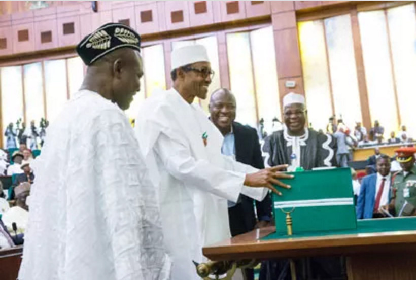 Ita Enang (left) during the presentation of the 2016 budget by President Buhari to the National Assembly. Credit: Vanguard