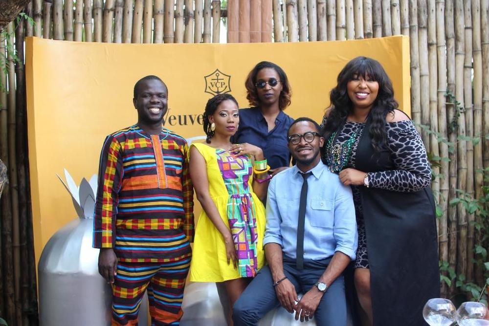 Osi Dirisu, Tosyn Bucknor, Hauwa Mukan, O.C Ukeje and Latasha Ngwube during the Veuve Clicquot Rich Private Tasting at Villa Medici
