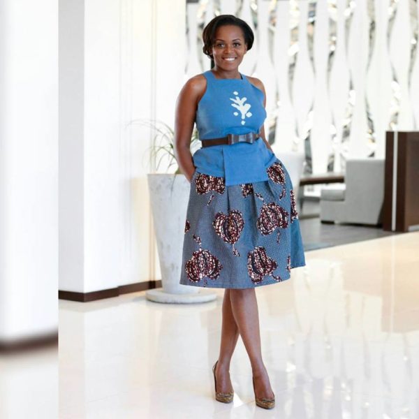 Diana Opoti in a hand painted panel dress by Kiko Romeo, Skirt by Kawiro Mirero and belt by Njema Helena