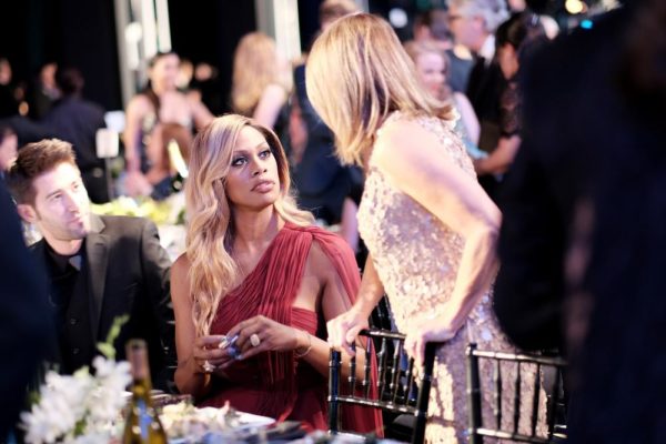 LOS ANGELES, CA - JANUARY 30:  Actress Laverne Cox (C) attends The 22nd Annual Screen Actors Guild Awards at The Shrine Auditorium on January 30, 2016 in Los Angeles, California. 25650_019  (Photo by Mike Windle/Getty Images for Turner)