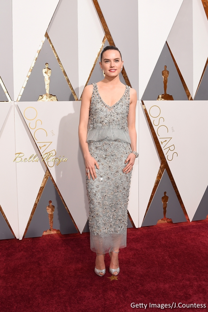 Daisy Ridley wearing Chanel Haute Couture from the Spring 2016 collection, Christian Louboutin heels, and Chanel fine jewelry