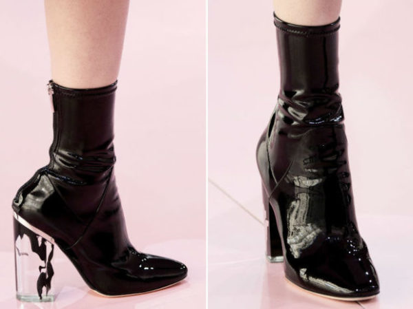 Dior's version of the plastic, glove-like bootie showed as part of the brand's fall 2015 collection