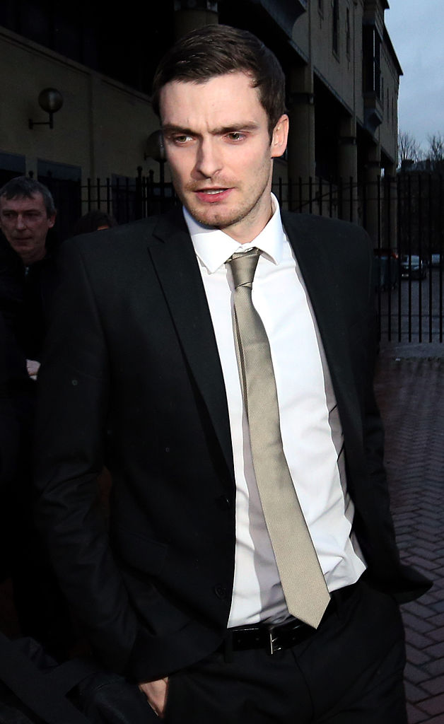 BRADFORD, ENGLAND - MARCH 02: Footballer Adam Johnson leaves Bradford Crown Court on day fourteen of the trial where he was found guilty of one count of child sexual assault charges on March 2, 2016 in Bradford, England. The former Sunderland FC midfielder, 28, from Castle Eden, County Durham, had already admitted one charge of sexual activity with a child and one charge of child grooming. (Photo by Nigel Roddis/Getty Images)