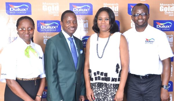 L-R, The Managing Director, CAP Plc., Mrs. Omolara Elemide; The Chairman, Nigerian Institute of Architect (NIA), Mr. Ladipo Lewis; The President, Interior Designers Association of Nigeria (IDAN), Ms. Titi Ogufere and The Marketing Manager, CAP Plc., Mr. Dominic Oladeji during the Special Briefing of Professional Bodies on the 2016 Dulux Colour of the Year (Monarch Gold) held at the CAP Plc. office in Ikeja, Lagos recently