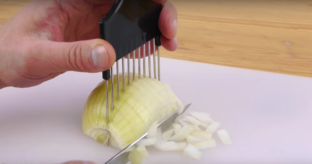 Image result for cutting an onion with a hair pick