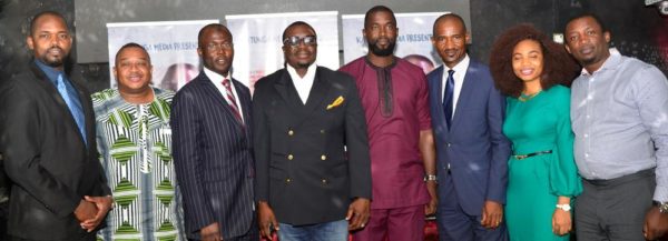L-R. Christopher Akioya, Brand Manager AIICO Insurance Plc. Olisa Adibua, Executive Producer, Loud Whispers Gbenga Ilori, Group Head, Brokers Division, AIICO Insurance Plc. AliBaBa, Lead Thespian, Loud Whispers William Benson, Director, Loud Whispers Moruf Apampa, Head Corporate Business, AIICO Insurance Plc. Betty Abang, MD, Katunga Media Limited Joseph Edgar, Author & Executive Producer, Loud Whispers