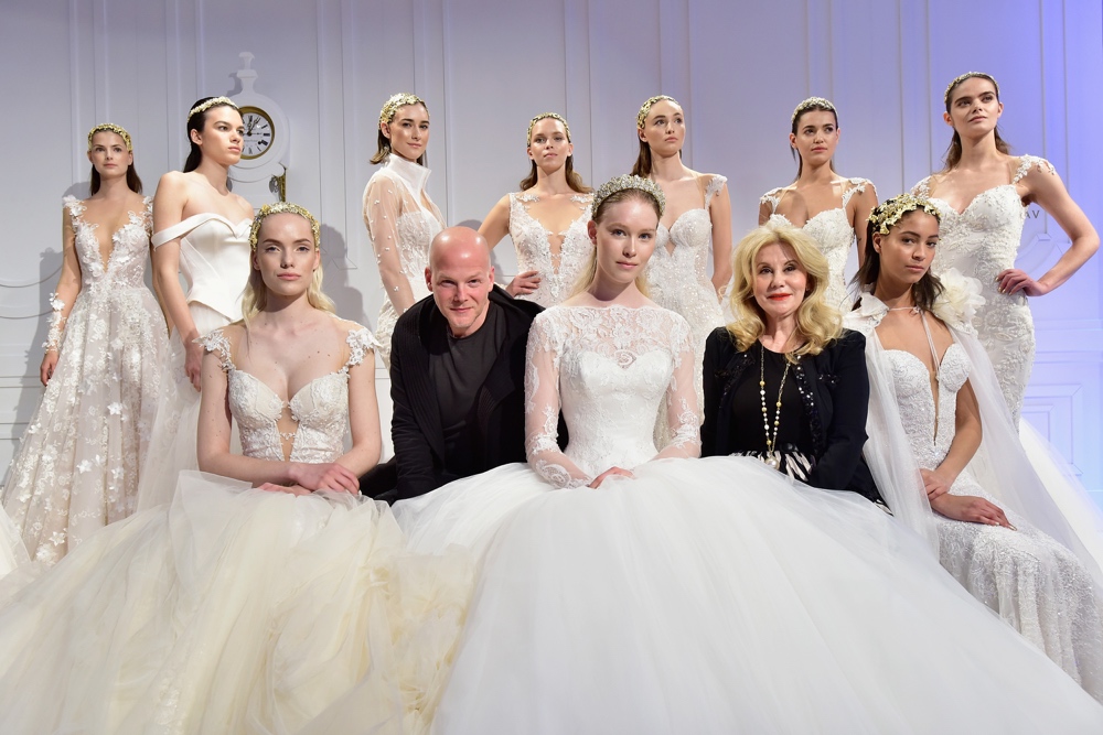 Sharon Sever, Designer Galia Lahav and models pose during the Galia Lahav Bridal Fashion Week Spring/Summer 2017 presentation on April 14, 2016 in New York City. (Photo by Eugene Gologursky/Getty Images for Galia Lahav)