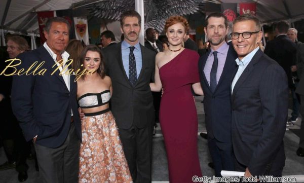 HBO CEO Richard Plepler, Maisie Williams, Creator/Executive Producer David Benioff, Sophie Turner, Creator/Executive Producer Dan Weiss and HBO Programming President Michael Lombardo