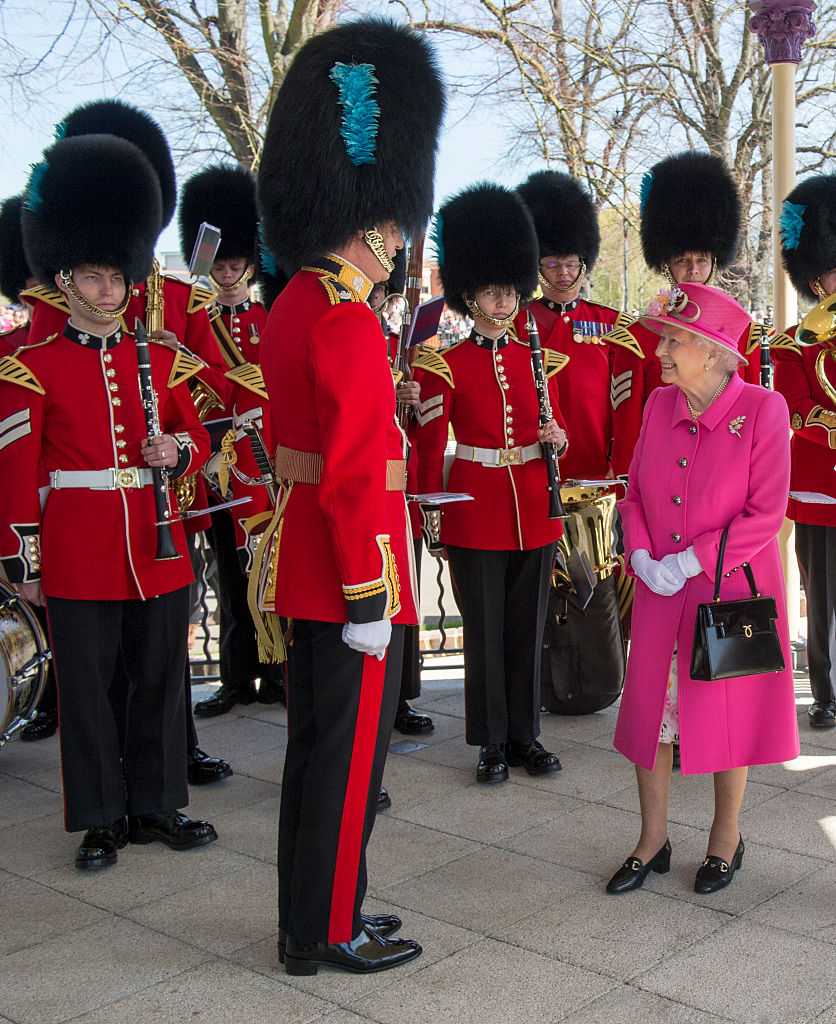 WINDSOR, ENGLAND - APRIL 20: Queen Elizabeth II arrives to officially open the Alexandra bandstand on April 20, 2016 in Windsor, England. Her Majesty viewed an exhibition about the Bandstand and met children from the six schools involved in designing the bandstand's commemorative plaques. The Queen and Duke of Edinburgh are carrying out engagements in Windsor ahead of the Queen's 90th Birthday tommorow. (Photo by Arthur Edwards - WPA Pool/Getty Images)