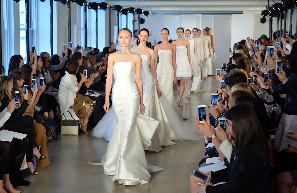NEW YORK, NY - APRIL 15: Models walk the runway at Oscar De La Renta Bridal Spring/Summer 2017 Runway Show at Oscar de la Renta Boutique on April 15, 2016 in New York City. (Photo by Slaven Vlasic/Getty Images)