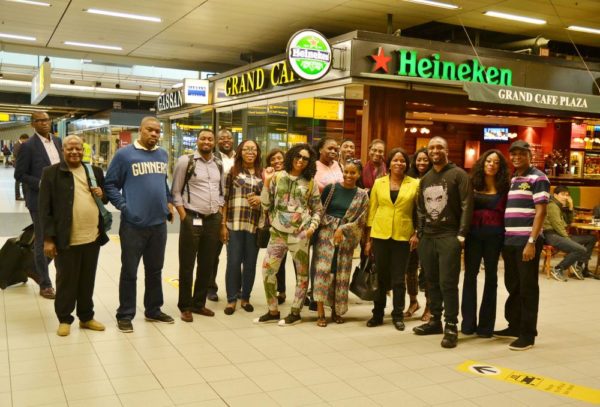 Darey Art Alade, Stephanie Coker and Fans at the Amsterdam Airport