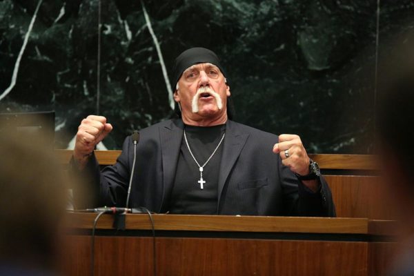 ST PETERSBURG, FL - MARCH 08: NY POST OUT Terry Bollea, aka Hulk Hogan, testifies in court during his trial against Gawker Media at the Pinellas County Courthouse on March 8, 2016 in St Petersburg, Florida. Bollea is taking legal action against Gawker in a USD 100 million lawsuit for releasing a video of him having sex with his best friends wife. (Photo by John Pendygraft-Pool/Getty Images)