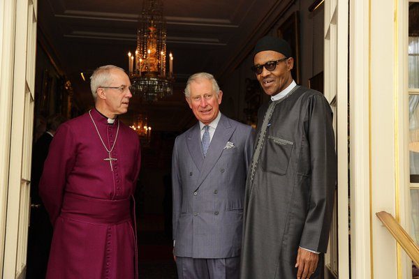 President Buhari with Prince Charles and Archbishop of Canterbury, Justin Welby at Clarence House, London, today