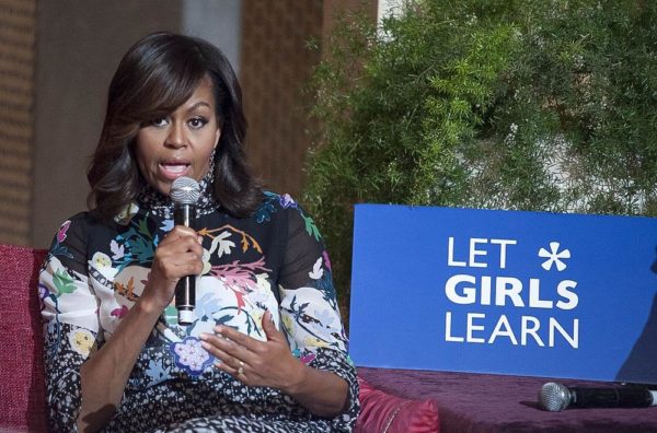 MARRAKECH, MOROCCO - JUNE 28: The US President Barrack Obama' s wife Michelle Obama delivers a speech during a program held for girls whose education is interrupted in Marrakech, Morocco on June 28, 2016. (Photo by Jalal Morchidi/Anadolu Agency/Getty Images)
