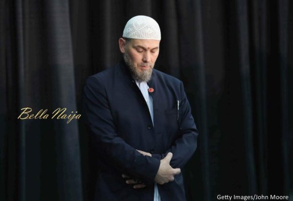 A Muslim cleric stands during an Islamic prayer service for Muhammad Ali at the Kentucky Exposition Center on June 9, 2016 in Louisville, Kentucky.