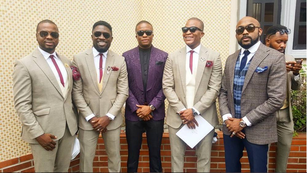 Groomsmen with Banky W and Tunde Demuren