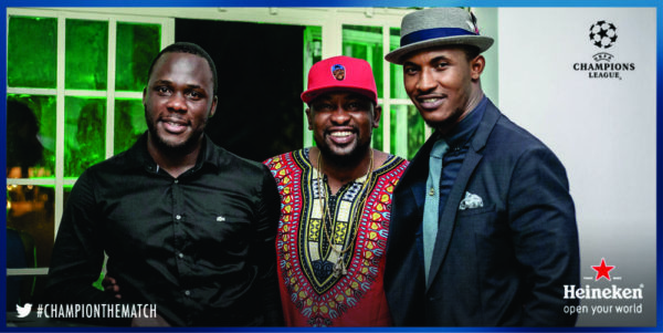 Obabiyi Fagade, Dotun and Gideon Okeke at the Heineken House Lagos