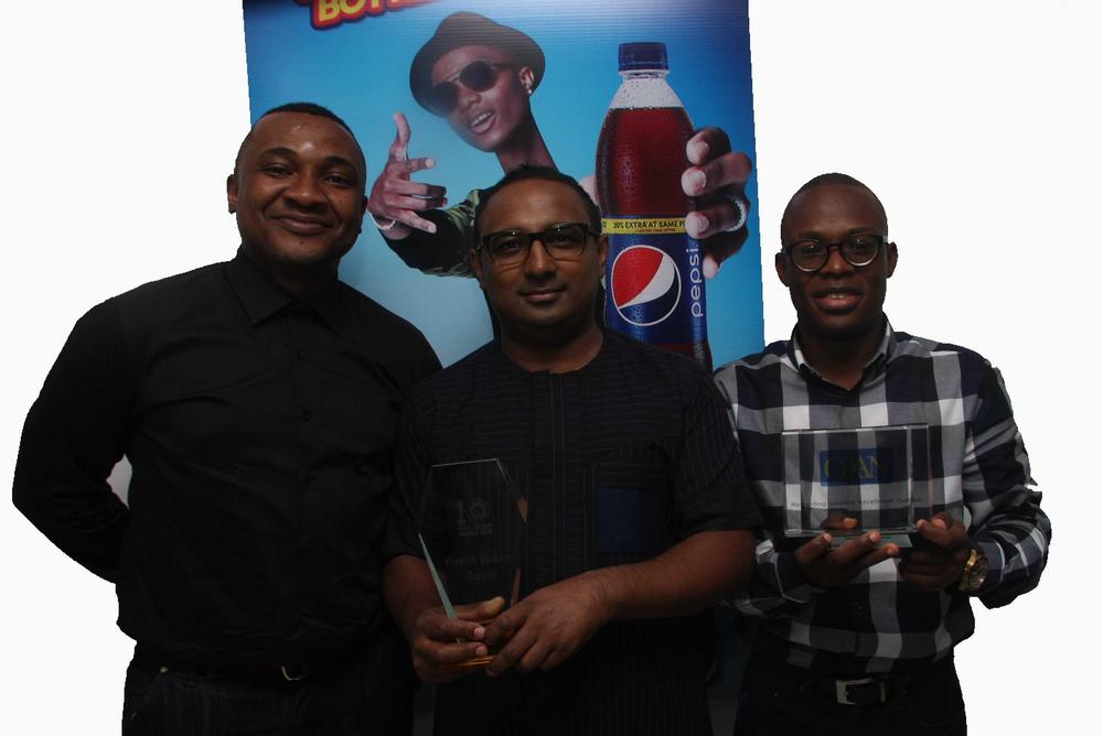 From  left - Jones Bassey, Account Director Insight Communications, Norden Thurston Head of Marketing, Seven Up Bottling Company Plc and Segun Ogunleye Brand Manager Seven Up Bottling Company Plc