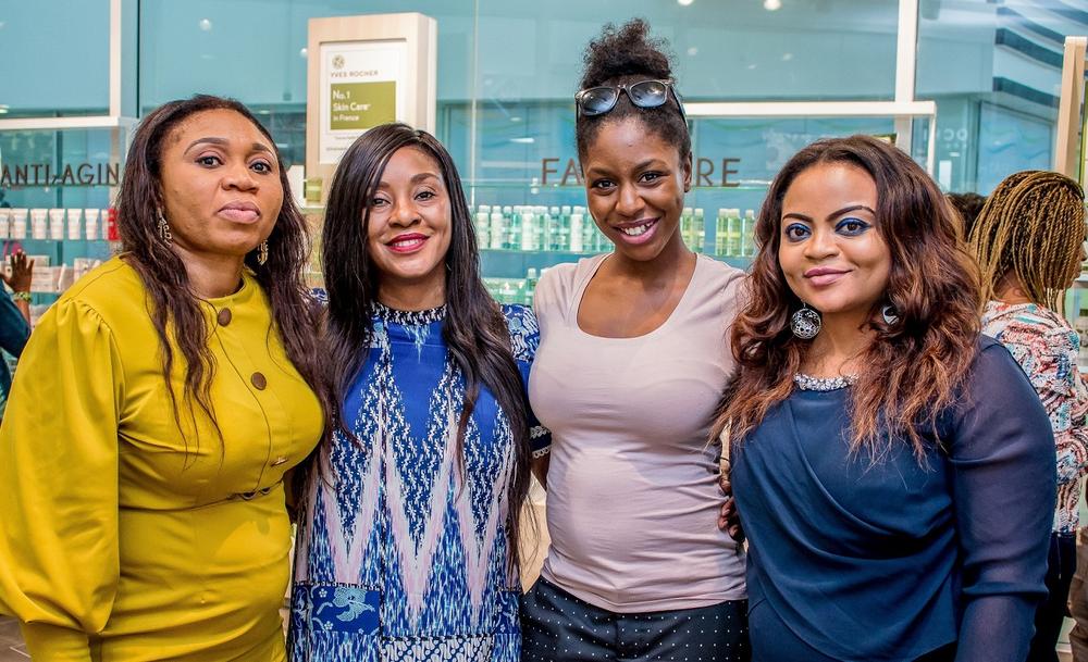 From Left: Geth Okoli; Head of Sales Montaigne Place, Ms Alali Hart; Managing Director of Parfums Estate Limited, a subsidiary of Montaigne Place Group, Izar Hyacinthe; Trade Marketing Manager, Yves Rocher France, Funmi Elliott; Head of Marketing & Brands Management Montaigne Place