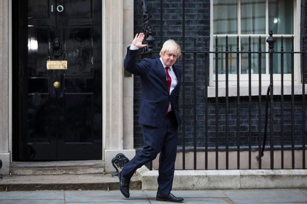 LONDON, ENGLAND - JULY 13: Boris Johnson waves as he leaves Downing Street after being appointed Foreign Secretary on July 13, 2016 in London, England. The UK's New Prime Minister Theresa May began appointing the key Ministerial positions in her cabinet shortly after taking up residence at Number 10 Downing Street. She has appointed Philip Hammond as Chancellor and George Osborne has resigned. (Photo by Jack Taylor/Getty Images)