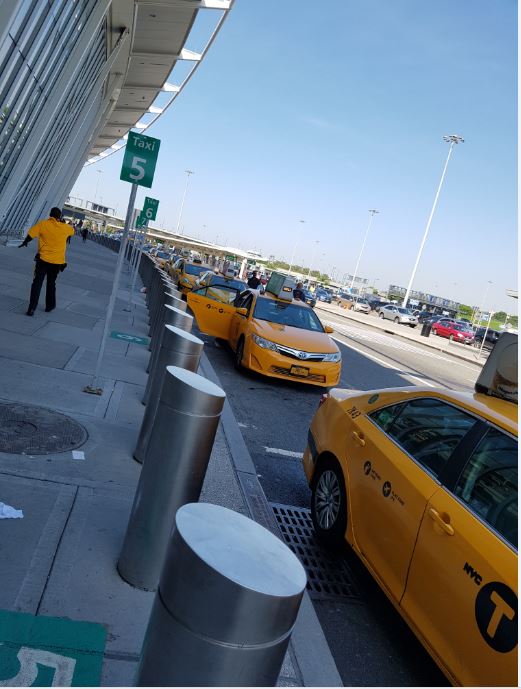 Classic New York Yellow cabs at JFK Airport