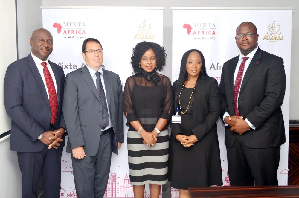 (Tunji Osinulu (Head, Business Development and Retail Sales, Mixta Nigeria), Marcel Escriba (Finance Director, Mixta Africa), Bolanle Austen-Peters (Creative Director, BAP Productions), Uche Azubuike (MD, ARM Academy), Kola Ashiru-Balogun (MD, Mixta Nigeria)