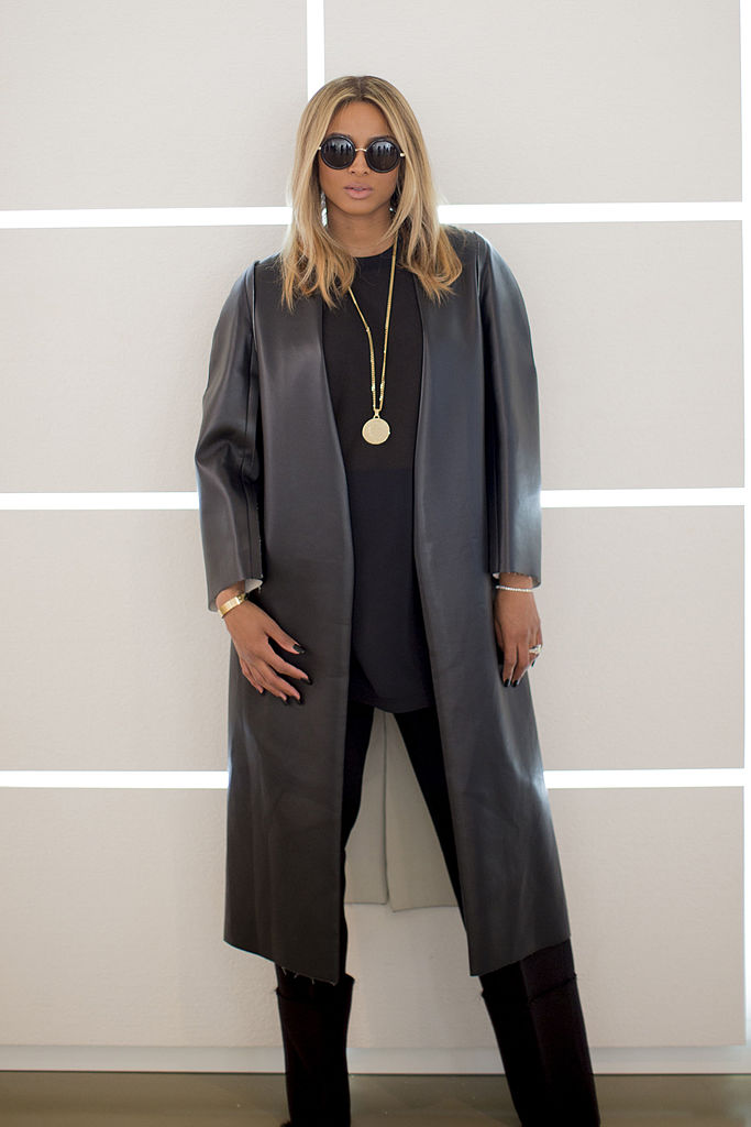 MILAN, ITALY - JANUARY 12: Ciara poses backstage ahead of the Calvin Klein Collection show as a part of Milan Fashion Week Menswear Autumn/Winter 2014 on January 12, 2014 in Milan, Italy. (Photo by Kevin Tachman/Getty Images)