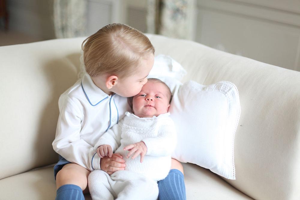 AMMER, ENGLAND - MAY 2015: In this undated handout image released by the Duke and Duchess of Cambridge, Prince George and Princess Charlotte at Anmer Hall in mid-May in Norfolk, England. (Photo by HRH The Duchess of Cambridge via Getty Images)
