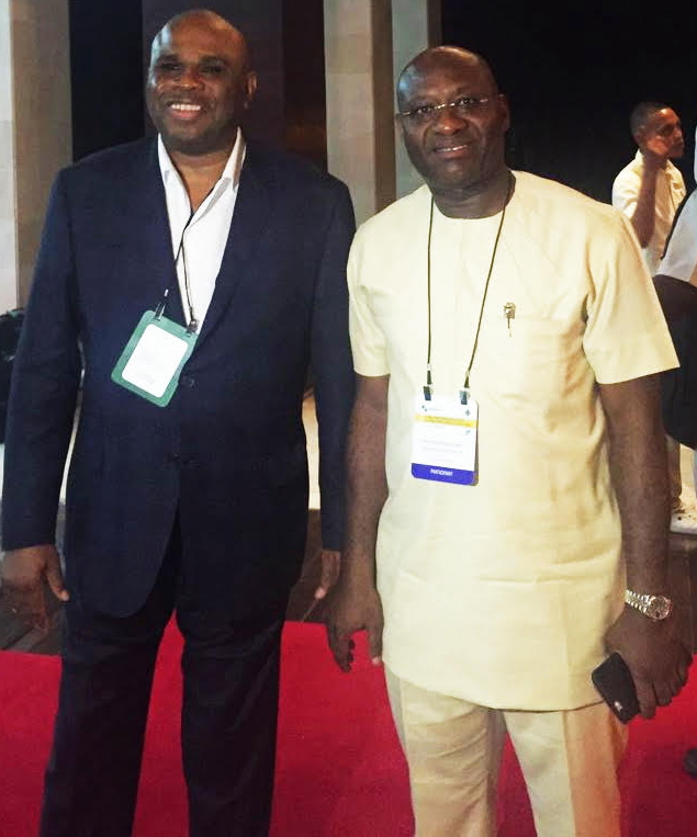 L-R: Afreximbank President, Benedict Oramah and Heritage Bank Plc Managing Director/CEO, Ifie Sekibo, after the execution of the term sheet for the issuance of guarantee for its $150 million Convertible Bond with the African Export Import Bank (AfreximbanK) to support Heritage Bank Plc in its next phase of growth.