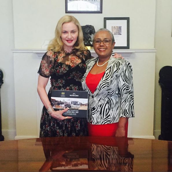 Madonna with Margaret Kenyatta, the first lady of Kenya