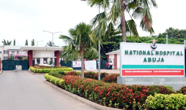PIC. 2. THE MAIN ENTRANCE OF THE NATIONAL HOSPITAL ALLEGEDLY SEALED BY ABUJA ENVIRONMENT PROTECTION AGENCY ON THE ORDER OF A COURT OVER N7M DEBT OWED IT BY THE HOSPITAL IN ABUJA ON TUESDAY (12/7/16). 4942/12/7/2016/BJO/NAN