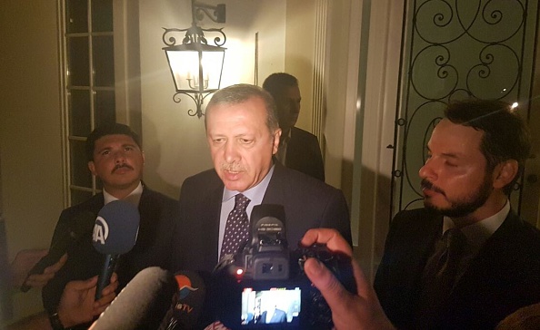 MUGLA, TURKEY - JULY 16: President of Turkey, Recep Tayyip Erdogan speaks to media in Marmaris District of Mugla, Turkey on July 16, 2016. (Photo by Sabri Kesen/Anadolu Agency/Getty Images)