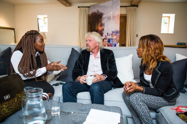 Left to Right: Sophia Ike Onu founder The5kshop, Sir Richard Branson President Virgin Atlantic and Keturah Ovio Onoweya founder Qeturah Dot Com