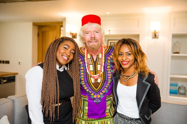 Mentoring Meeting with winners of Enterprise Challenge 2016 Left to Right:. Sophia Ike Onu founder The5kshop , Sir Richard Branson, President Virgin Atlantic and Keturah Ovio Onoweya founder Qeturah Dot Com