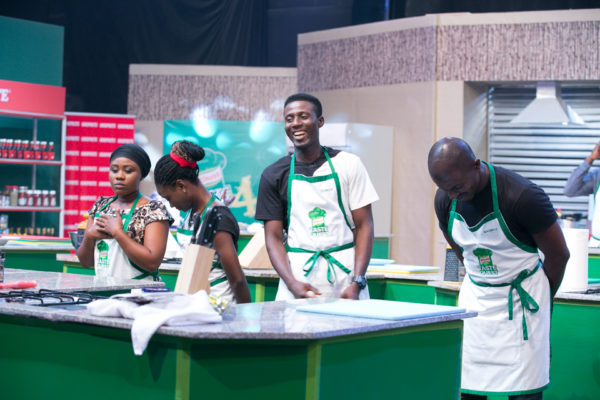 Rukayat, Phoebe, Oluwaseun and Moronfolu reacting after escaping eviction from the show