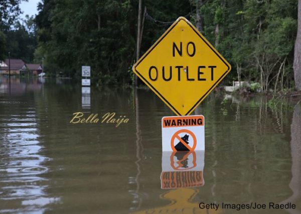 BATON ROUGE, LA - AUGUST 15: A sign is seen along a flooded road on August 15, 2016 in Baton Rouge, Louisiana. Record-breaking rains pelted Louisiana over the weekend leaving the city with historic levels of flooding that have caused at least seven deaths and damaged thousands of homes. (Photo by Joe Raedle/Getty Images)