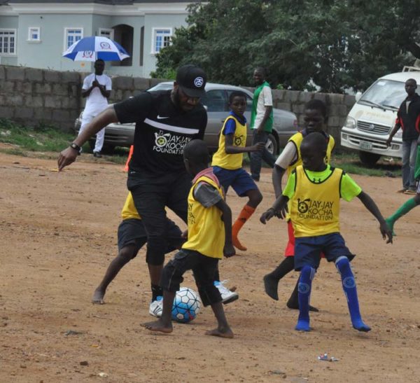 Okocha at 43 with IDP in Abuja 2