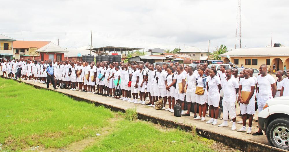 PIC. 1. CANDIDATES FOR THE NIGERIA POLICE CADET EXAMINATION FILE FOR ACCREDITATION AT OKAKA CENTRE IN YENAGOA, BAYELSA ON MONDDAY (22/8/16). 5896/23/8/2016/AO/ICE/BJO/NAN